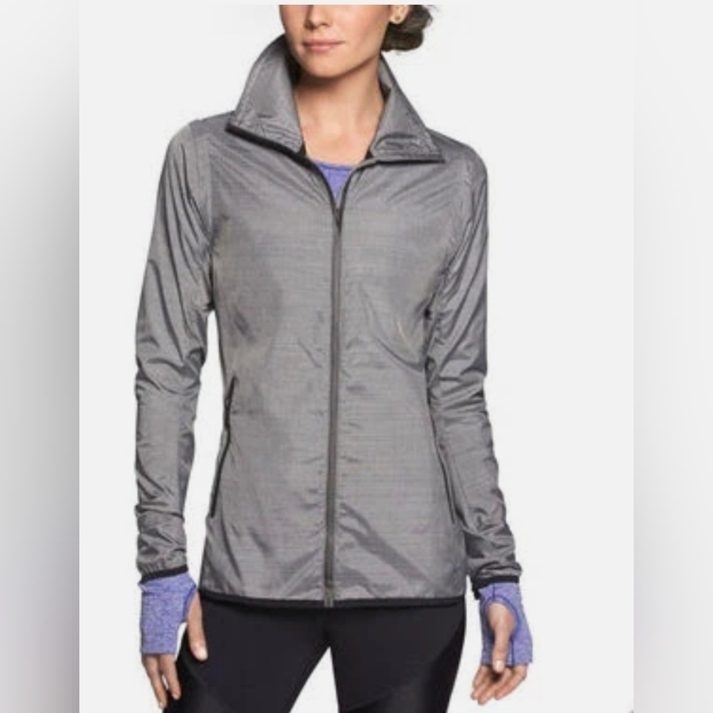Nike Convertible Running Jacket Vest Gray Zip-Off Sleeves Reflective Medium